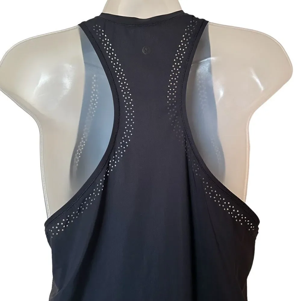 Lululemon Seamless Razor Back Black Flowy Fitted Tank Top Workout Shirt